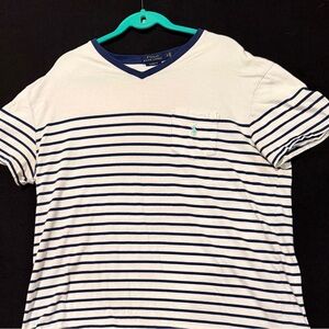 Polo Ralph Lauren white/blue Classic Fit striped pocket t-shirt Men’s Size Large